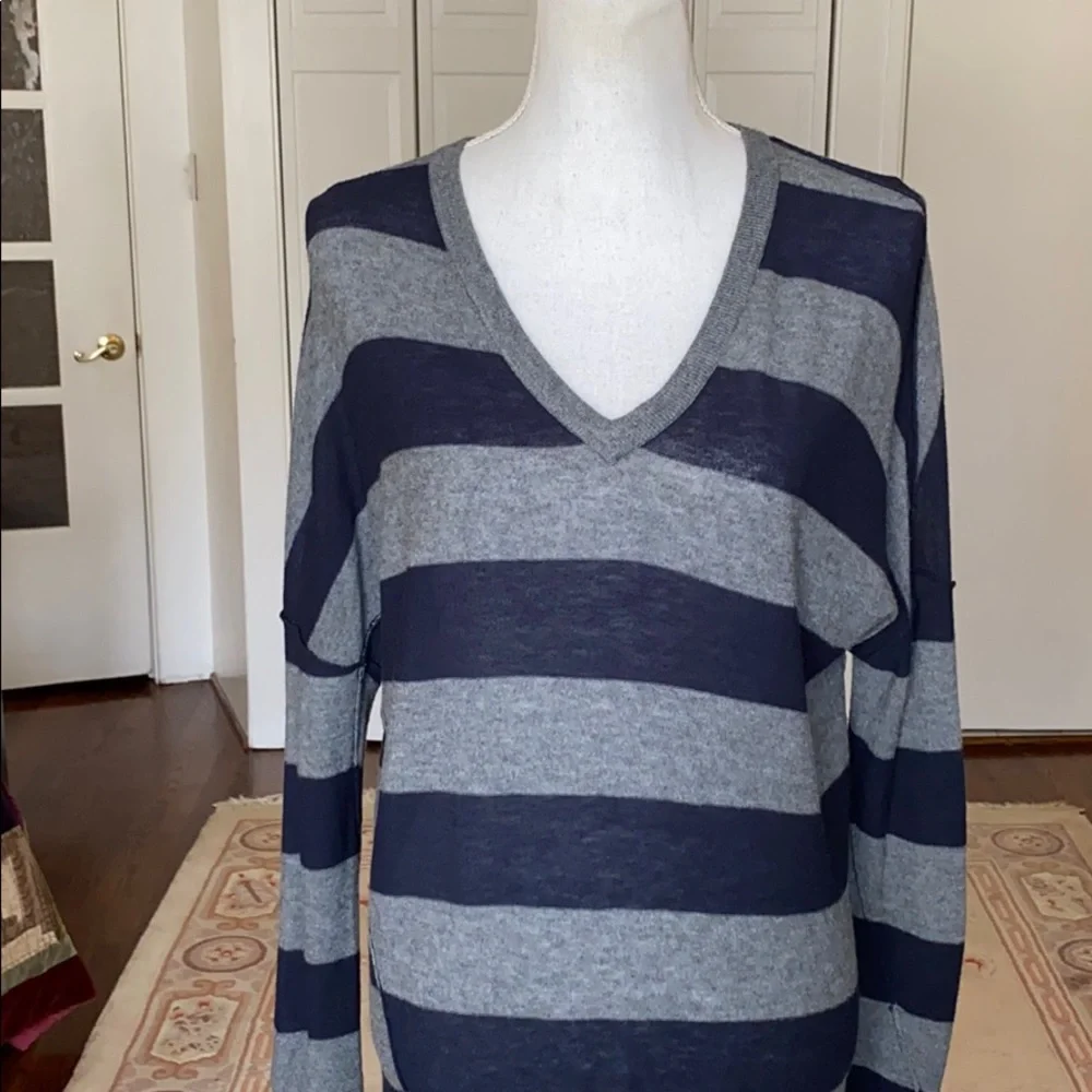 Vince for A Pea In The Pod Boyfriend Sweater gray navy stripe Maternity